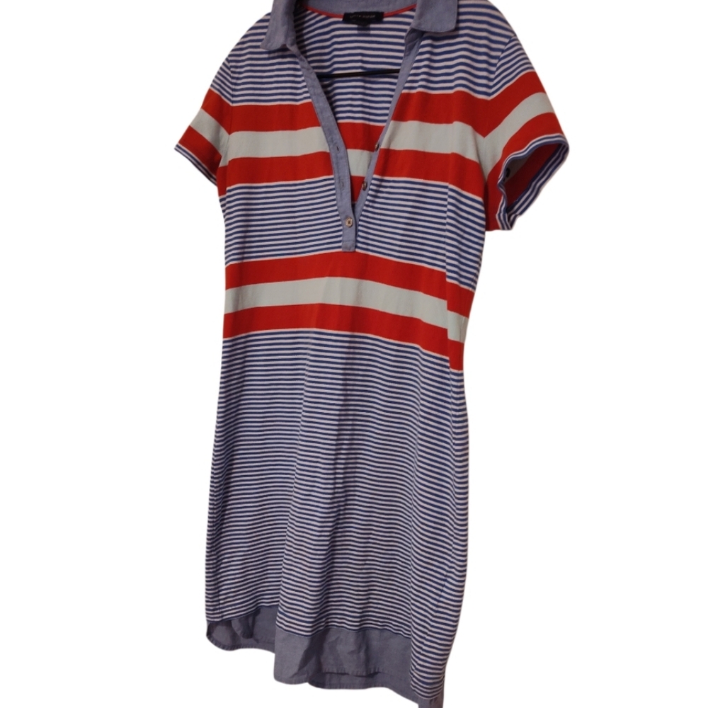 Tommy Hilfiger Red Blue and White Striped Polo Dress Collar Blue Short Sleeve XS - Picture 6 of 7